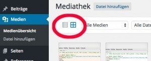 Wechseln Sie in der Mediathek zur Listen-Ansicht